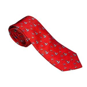 🔥 HASPEL Red Sail Boat Tie 100% Silk 58" Long Classy & Beautiful 🔥